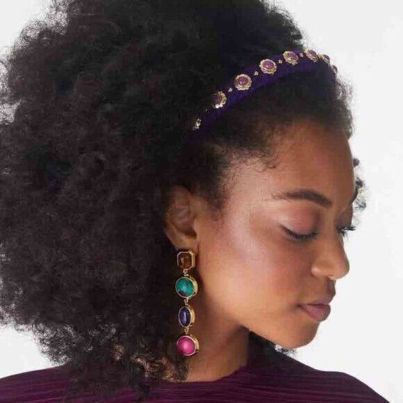 New! $225 Lele Sadoughi Bezel Jewel Linear Earrings Bezel Jewel Linear Earrings - Picture 10 of 12